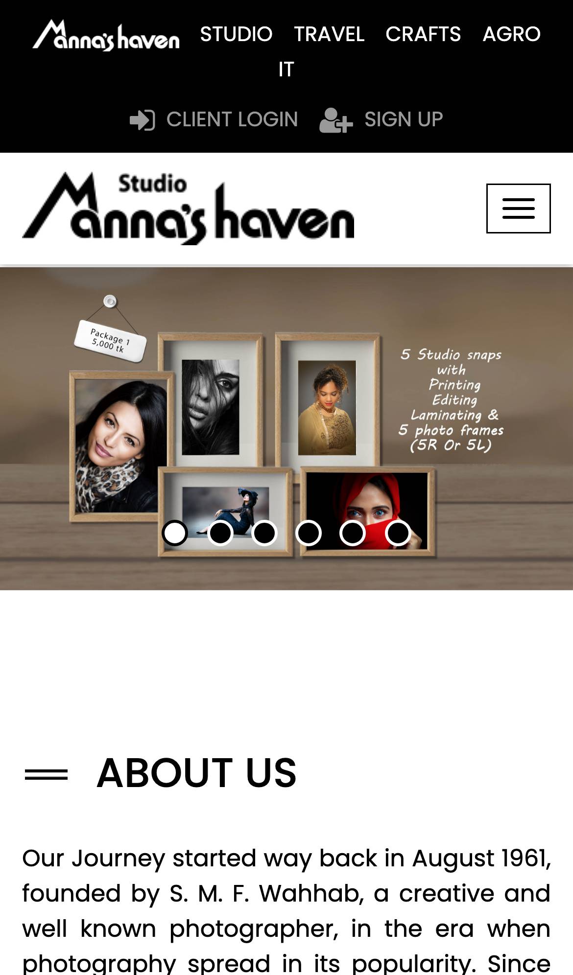 Mobile screenshot of the current website